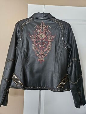 Harley-Davidson Studded Leather Jacket | Embroidered Back Logo | Moto Style